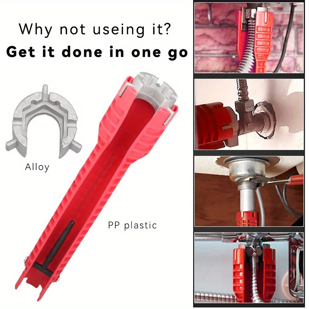 8-in-1 Multi-Functional Sink Wrench, Durable PP Material, Waterproof Handle, Universal Tool for Faucet & Valve Maintenance image 5