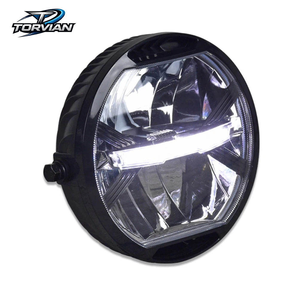 Torvian Universal Retro Round Motorcycle LED Headlight Modified Front Lamp High Low Beam DRL Waterproof