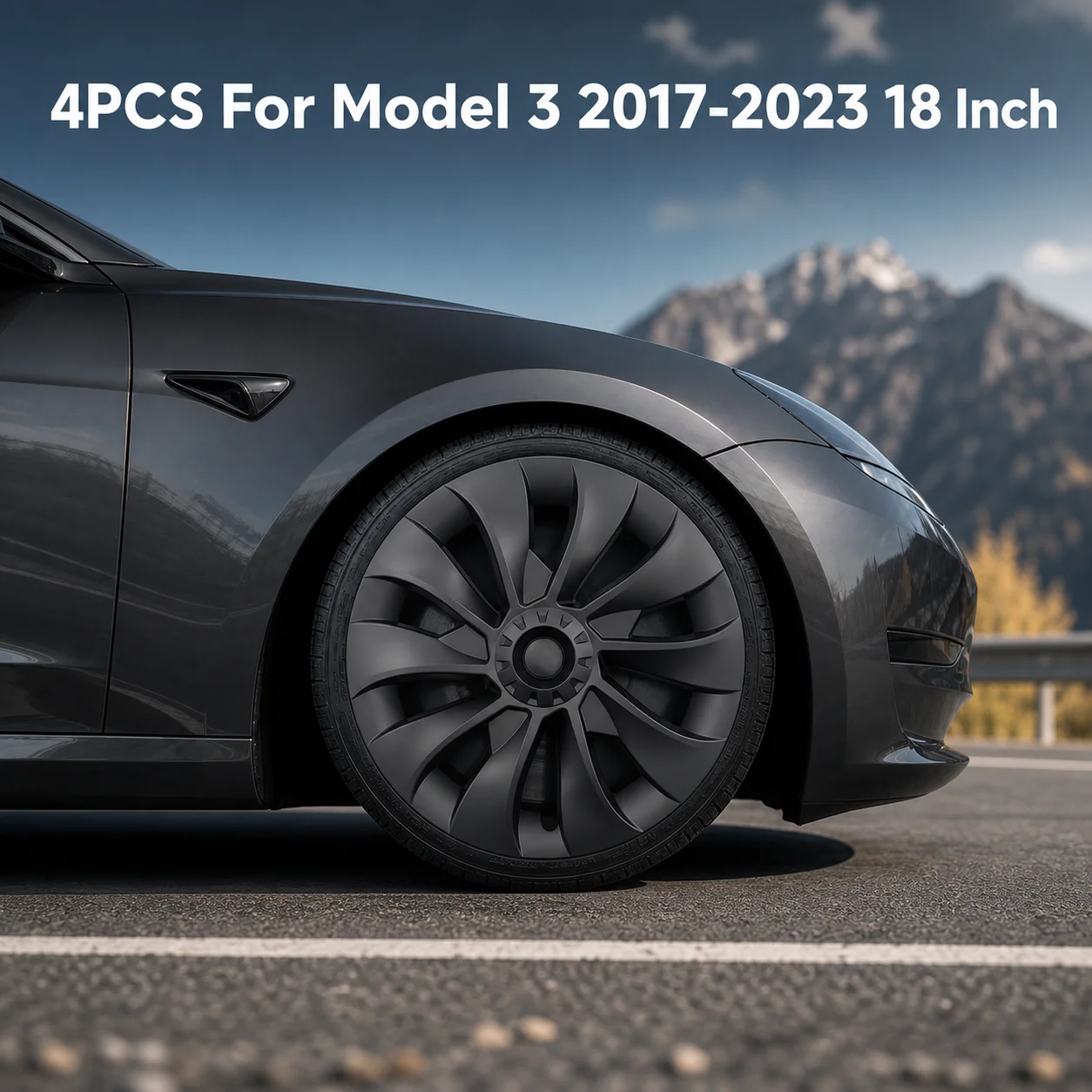4 Stück Arachnid Sakura Style 18" Radnabenkappen für Tesla Model 3 2017-2023 Auto-Radabdeckung Zubehör