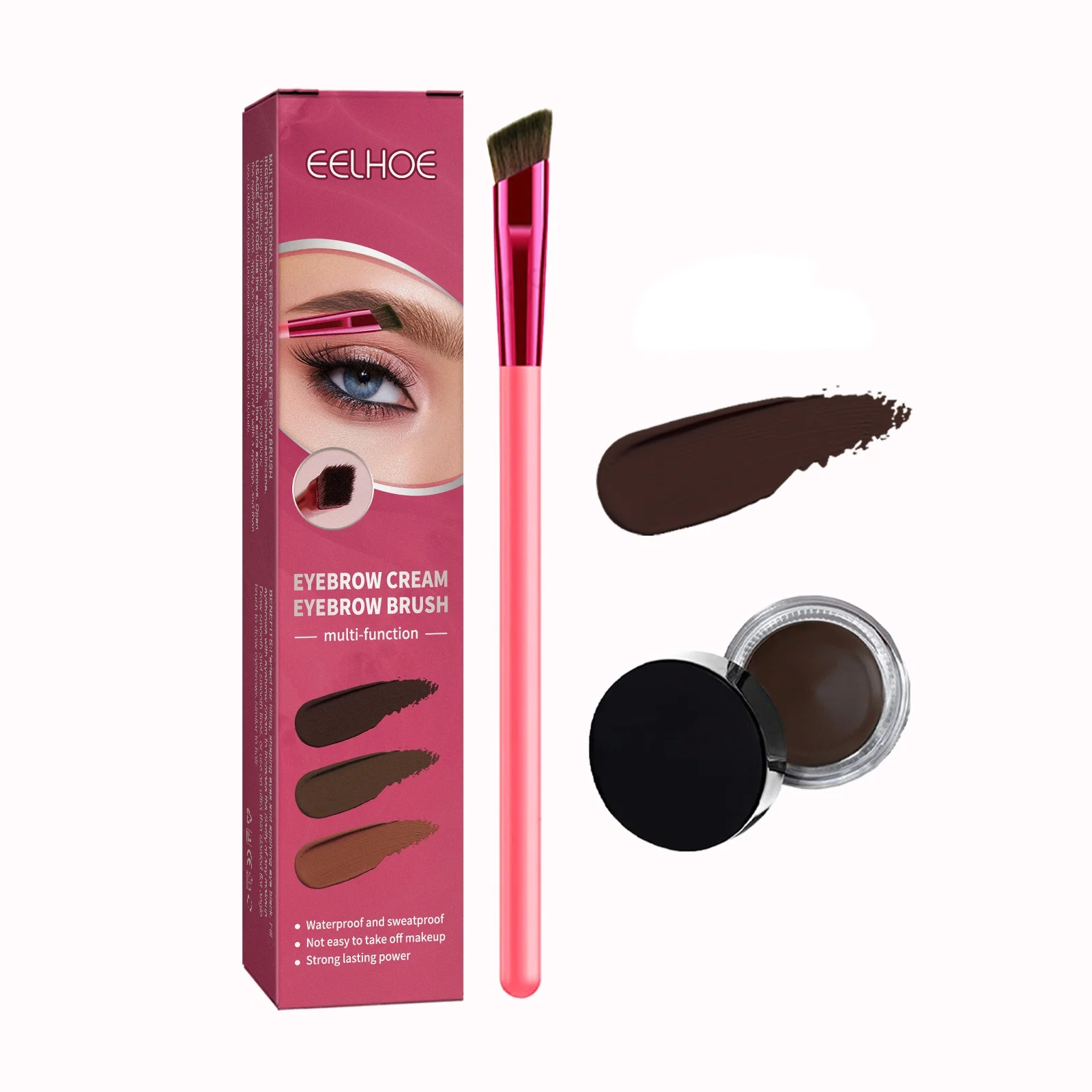 EyebloggCream-Pommade pour sourcils longue durée, imperméable à l'eau, anti-transpiration, puissance de bain, multifonction, crème pour sourcils avec ensemble de pinceaux d'extension