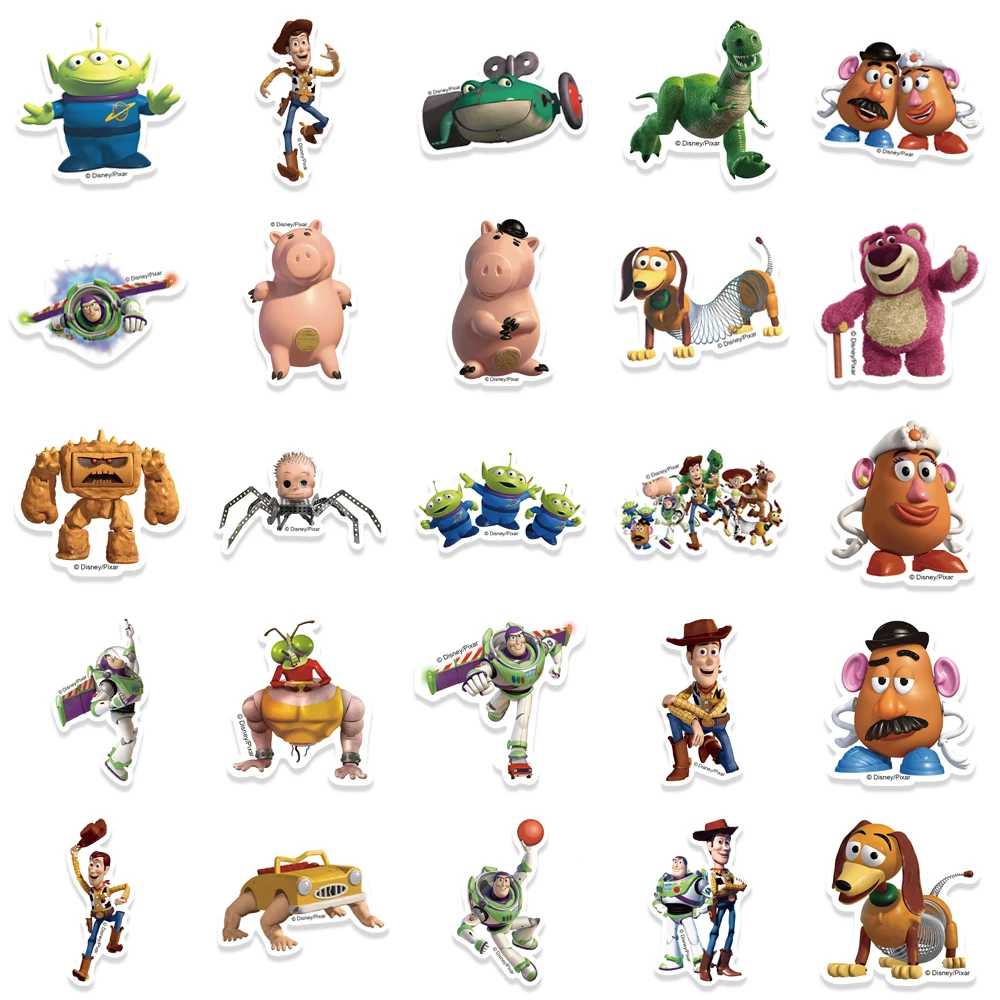 50PCS 3D Toy Story Stickers For Scrapbook Diary Laptop Luggage Skateboard Graffiti Decal Fun Classic Toys