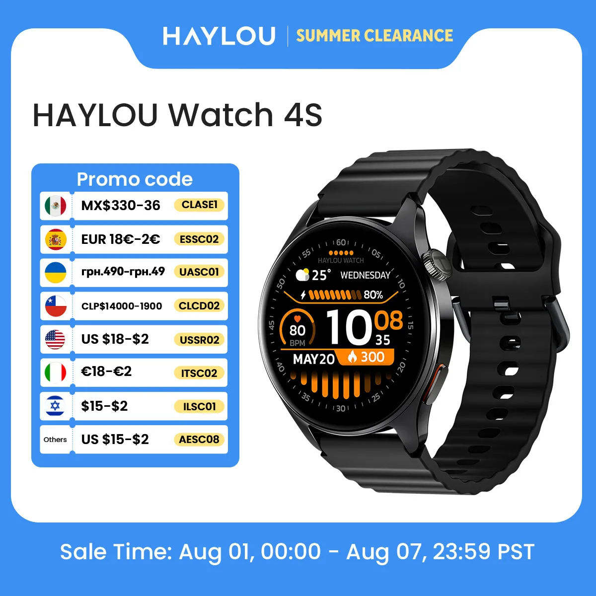 HAYLOU Watch 4S GPS 스마트워치 1.43인치 HD AMOLED 디스플레이 5 위성 GPS 포지셔닝 120가지 이...