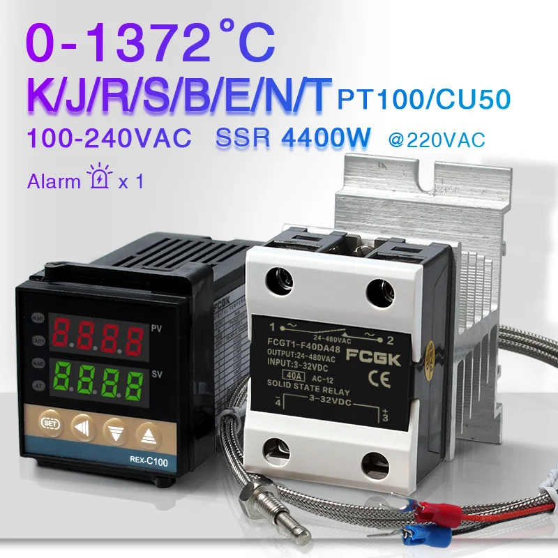 

REX-C100 PID Temperature Controller 220v 400 degree Digital thermostat Output 40A SSR K Type Thermocouple