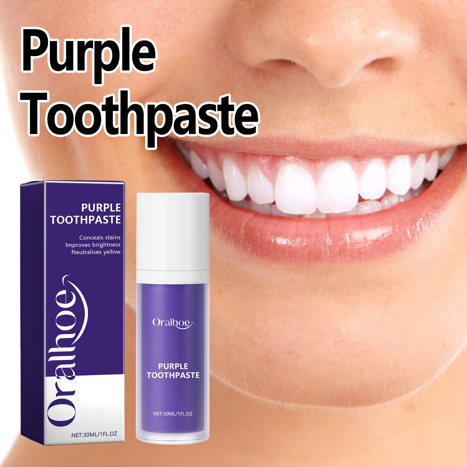 Oralhoe 30ml Whitening Tanden Paars Tandpasta Reinigen Vlek Frisse Adem Geur Tanden Tandsteen Mondhygiëne Schone Tandpasta