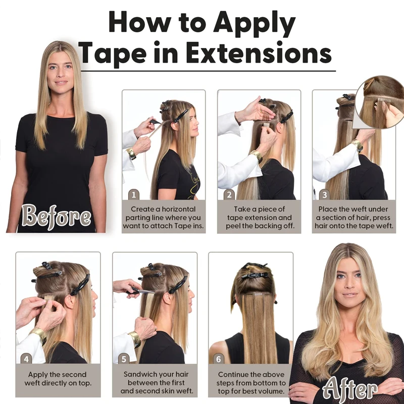 Invisible Tape in Human Hair Extensions 20pcs/Pack Human Hair PU Weft Tape On Hair Add Hair Volume Extensions For Women