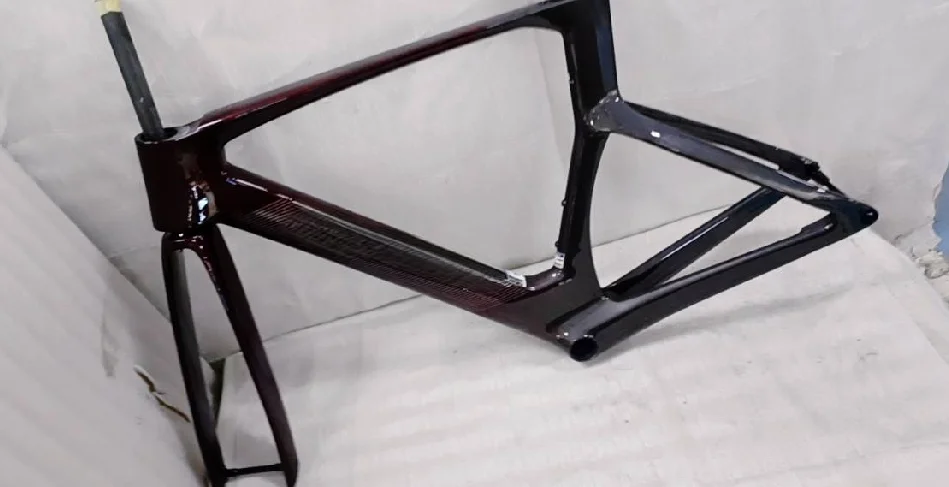 

wine red+grey color road bike carbon frameset ud glossy taiwan bicycle carbon frame T1000 bb86 disc bike carbon frame in stock