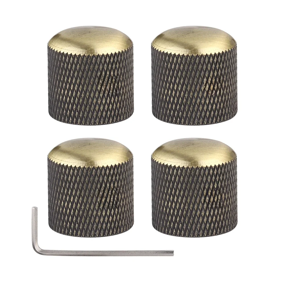 Boutons de dôme en métal pour guitare basse électrique, boutons de contrôle du Volume et de la tonalité avec clé Bronze/BK/CR/GD/Nickel noir 3