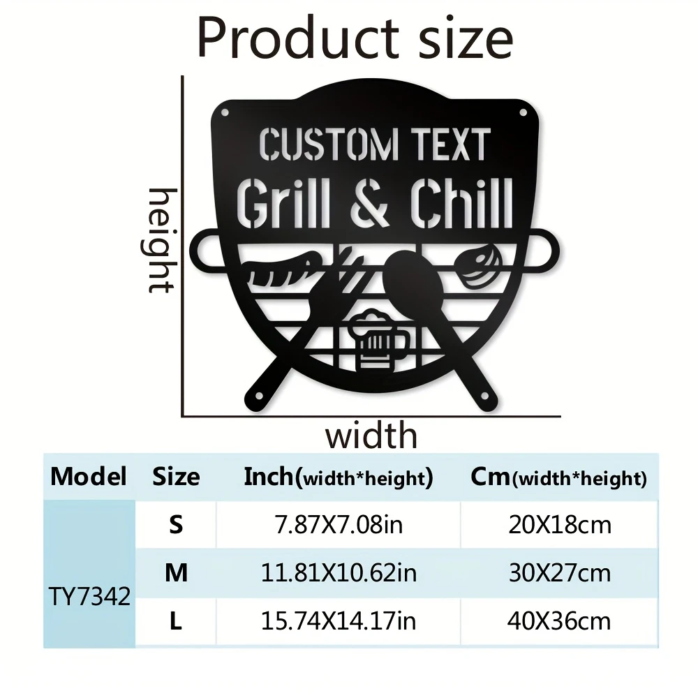 Custom BBQ & Bar Iron Wall Art, Leisure Theme Hanging Sign, Great Housewarming & Father's Gift