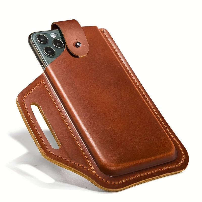 Genuine Leather Phone Pouch Case For 6-7.5 Inch Cell phone  Waist Bag Phone Wallet Anti-theft Outdoor Tactical Mobile Phone Bag