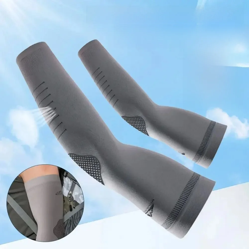 AliExpress HULEQQI 2PCS Ice Silk Sunscreen Sleeves Men's Cycling Sports Elastic Arm Guards Quick-drying Sweat-absorbent Cooling Sleeves Cover