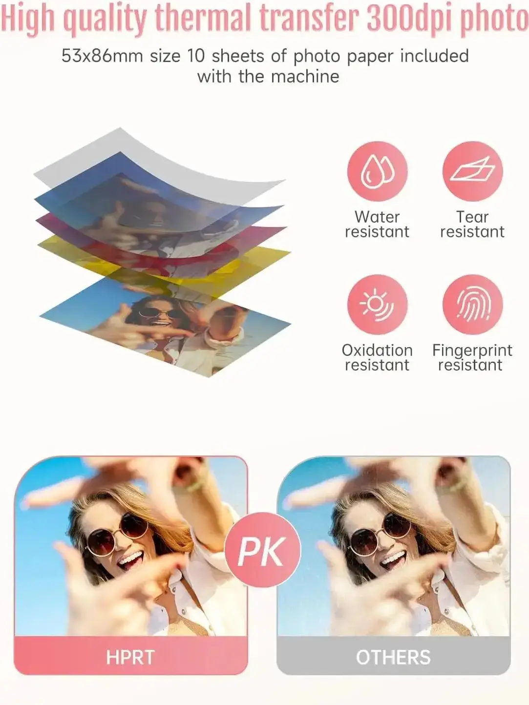 20 Vellen/60 Vellen Hprt Cp2100 Mini Fotoprinter Fotopapier 2X3 ''Alles In Één Papier Thermisch Specifieke Kleur Lint Fotopapier - afbeelding 2