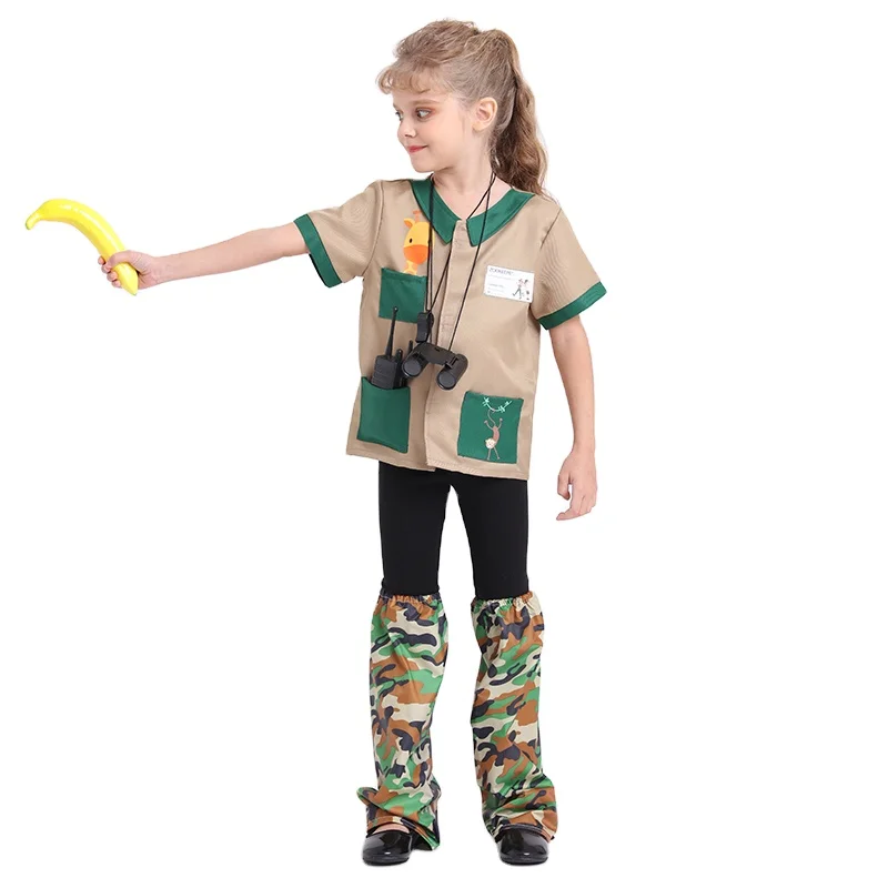 Zookeeper Costume for Kids Zoo Keeper Uniform Child Carnival Role Play Costumes Halloween Outfits with Accessories