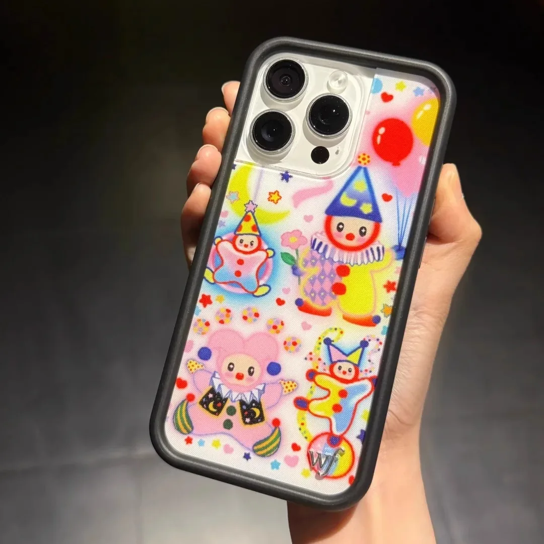 

Красочный клоун, милая свинья, собака, чехол для телефона для iPhone 17, 16, 15, 14, 13, 12, Pro Max Air Plus 16pro, тканевый чехол WF