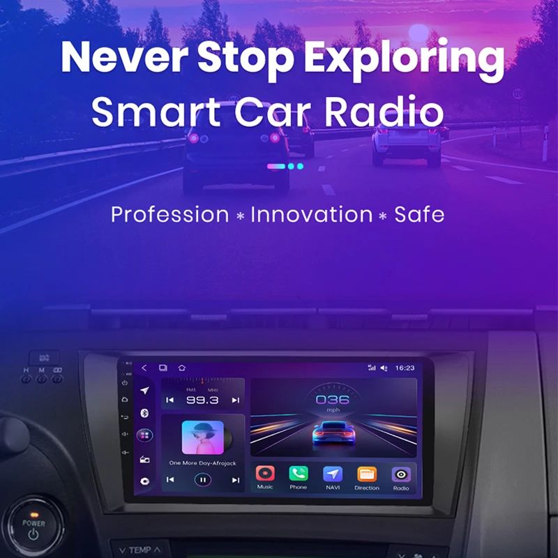 Junsun Android Head Unit Car Radio with GPS Navigation DSP For Toyota Prius 2010-2015 Apple Carplay Car Stereo Radio Android 15 GPS Navi BT  Smart Car Navigation System