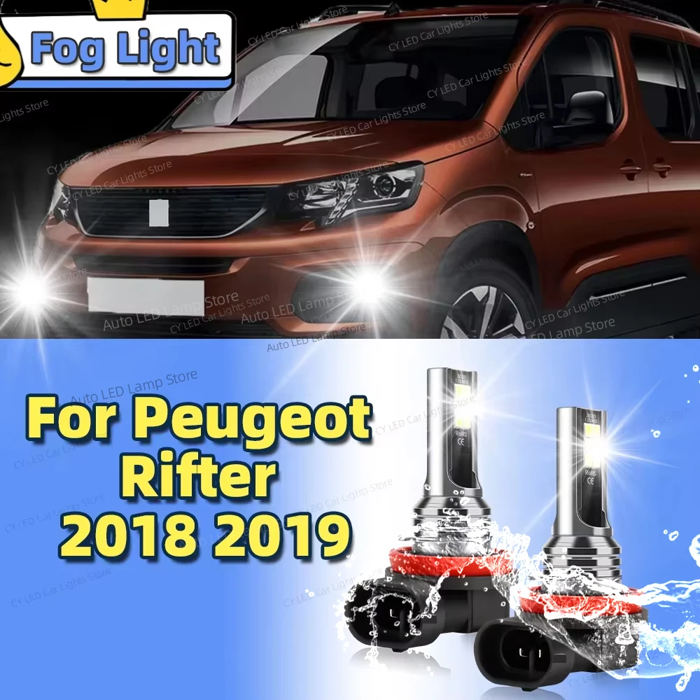 

2pcs LED Front Fog Lamp Car Light Blub Canbus 6000K For Peugeot Rifter 2018 2019 Plug and Play 80W Accessory