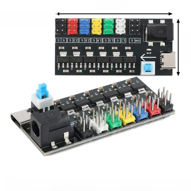Moduł regulatora napięcia wielokanałowego 1Pc-5Pcs, zasilanie przez gniazdo DC typu C, AMS1117-1.2V/1.5V/1.8V/2.5V/3.3V/5.0V 800mA — zdjęcie 2