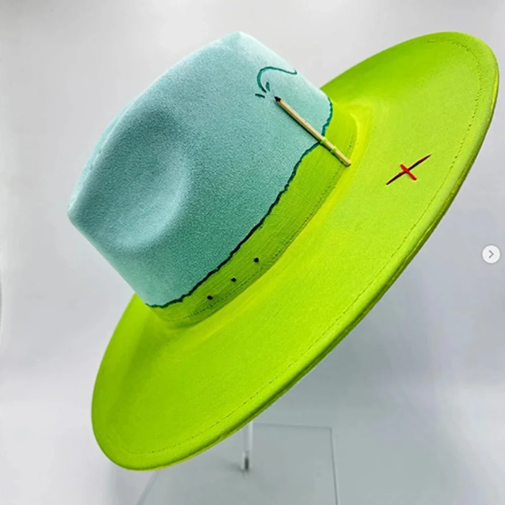 Zamszowe filcowe czapki Fedora dla mężczyzn i kobiet, ręcznie szyte Fedora Regulowane jesienno-zimowe modne czapki imprezowe i prezenty — zdjęcie 2