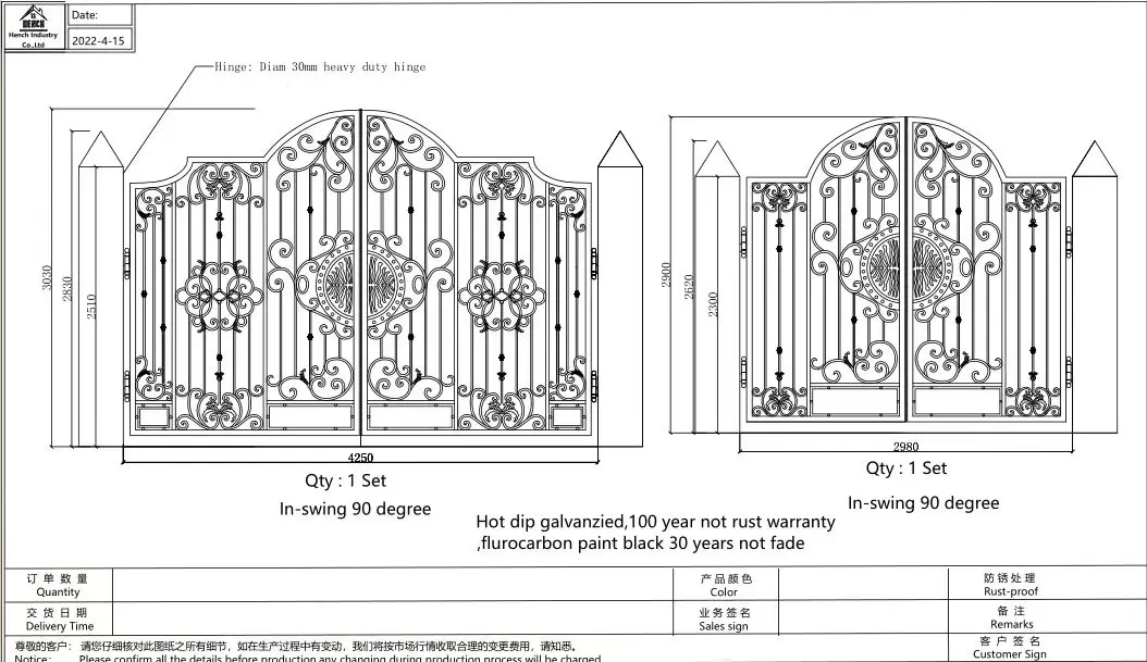 hench wrought iron gates