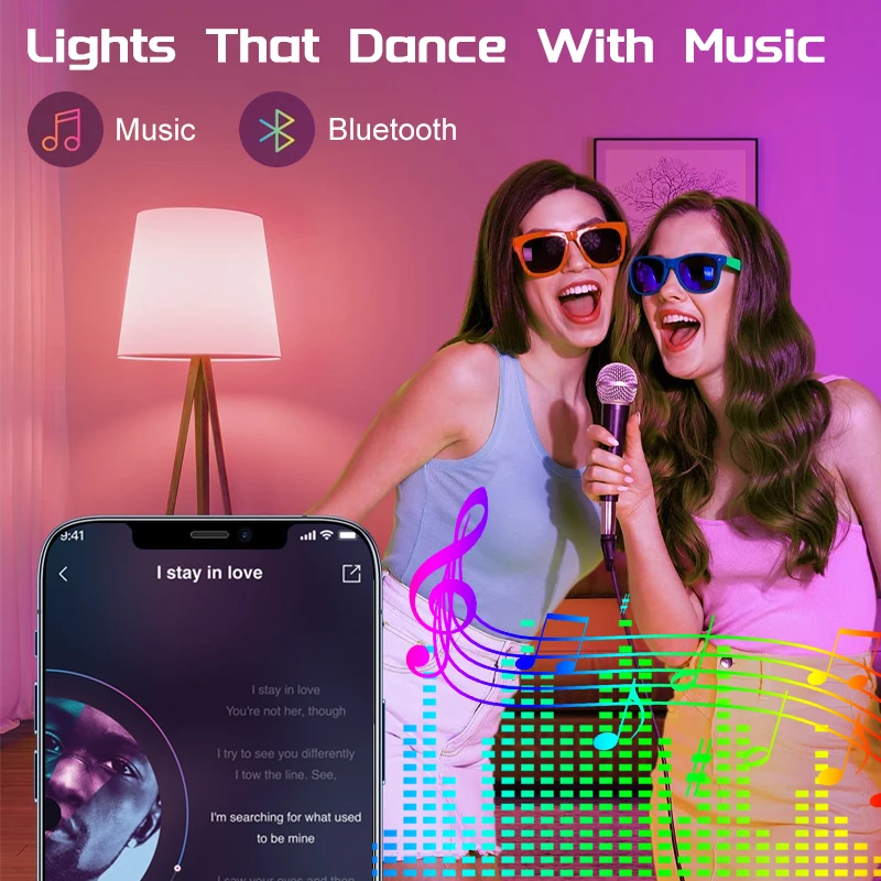 Guirnalda de luces LED RGB IC para árbol de Navidad, lámpara impermeable multicolor con Bluetooth para exteriores, decoración de fiesta de boda y Navidad