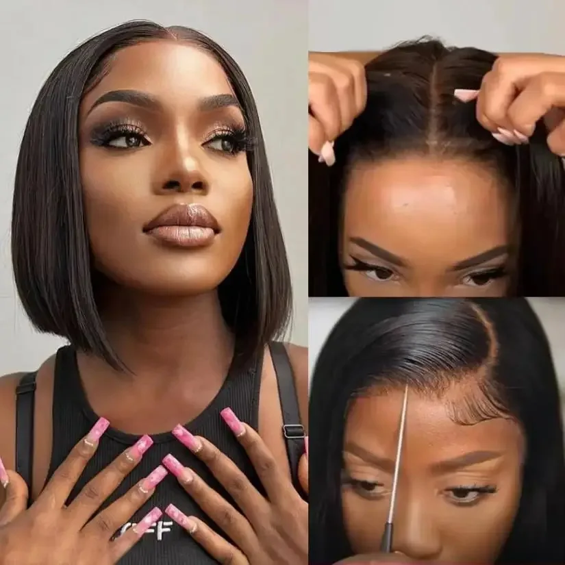 

7x5 Pre Cut HD Lace Closure Glueless Wigs Human Hair 180% Density Bob Wig Human Hair Glueless Wigs Human Hair Pre Plucked