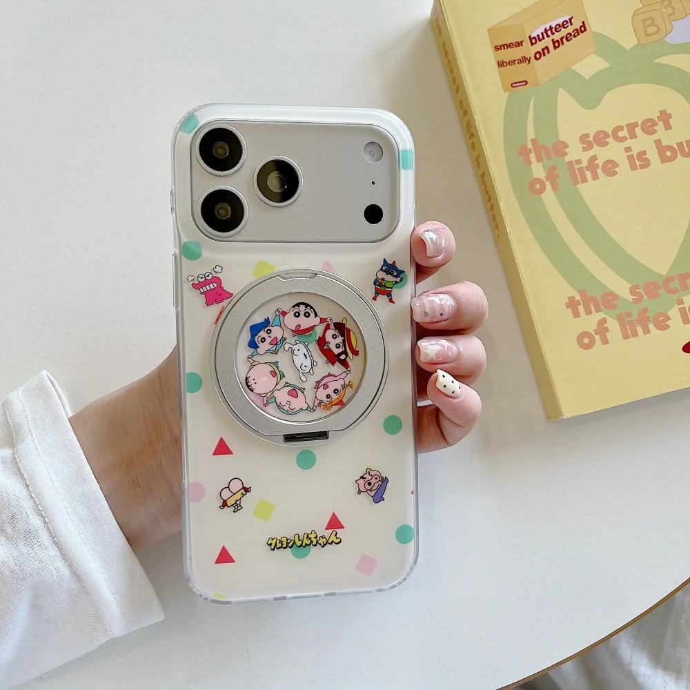 Hot Cute Cartoon Anime Phone Case For iPhone 17Pro 16 Max 15 16 17 Pro Max 15 16 Pro Fashion Shockproof Case With Magnetic Stand