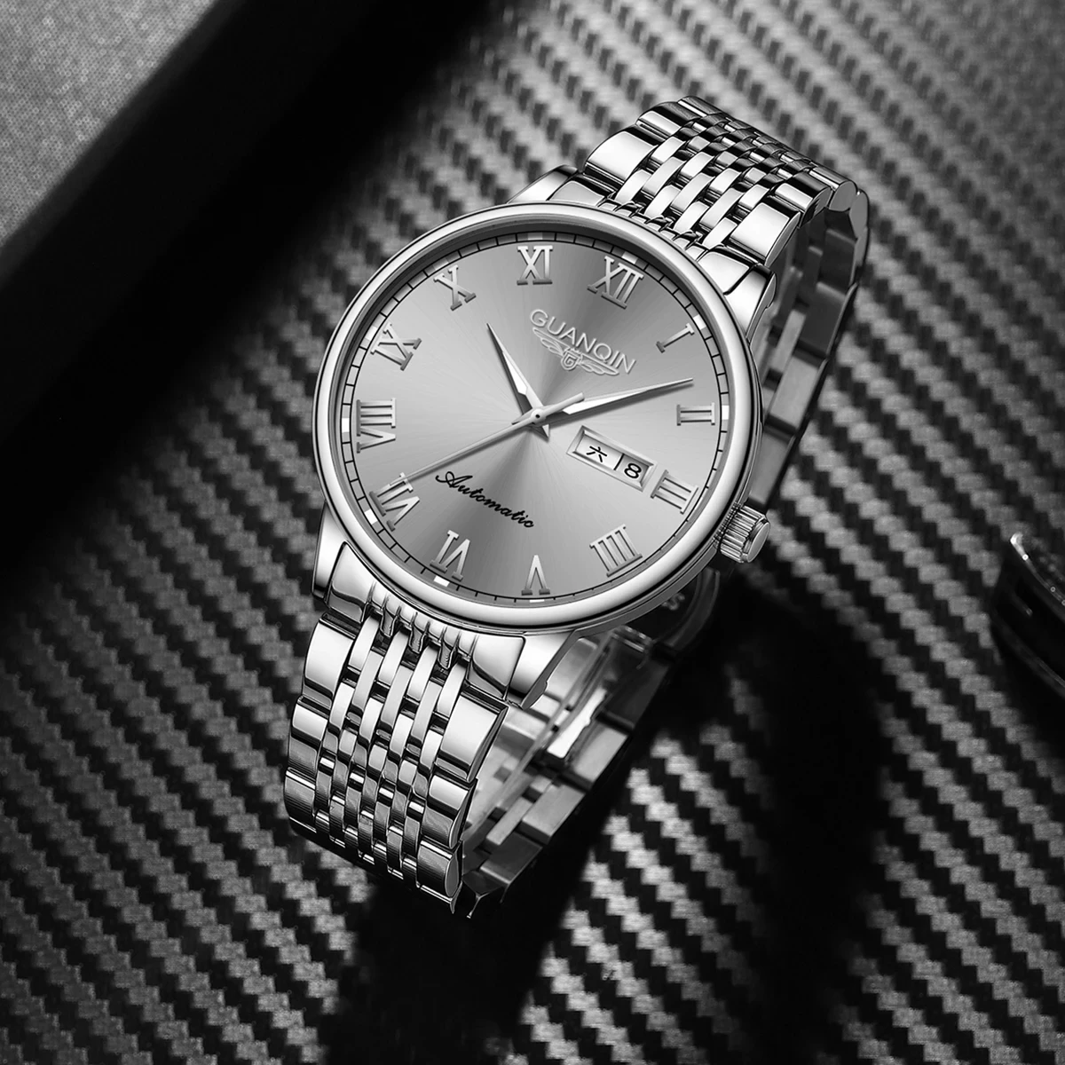 

GUANQIN 2024 New watch Sapphire Waterproof Luminous Week Calendar watch for men Stainless steel Mechanical Watch Reloj hombre