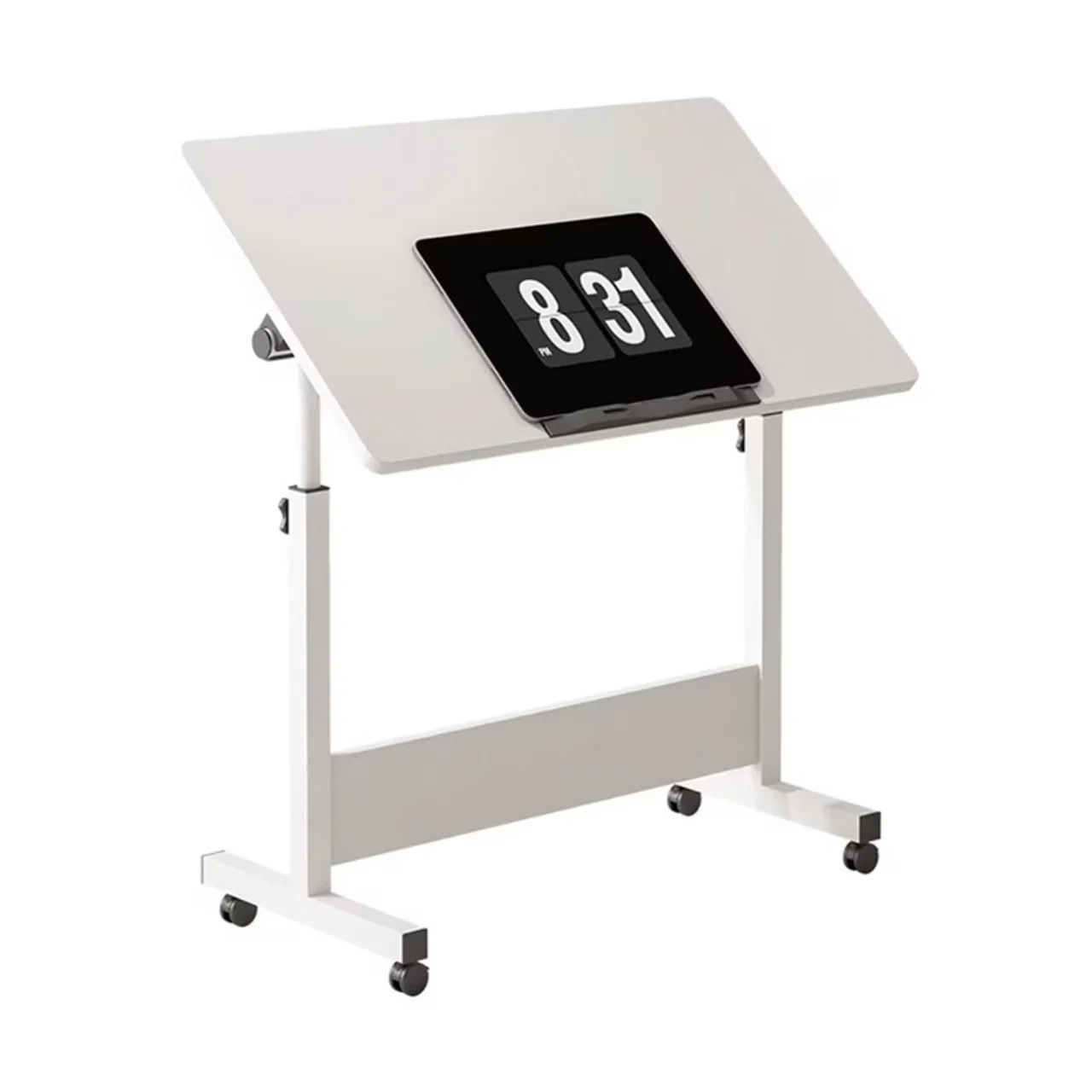 Small Standing Desk Adjustable Height, Mobile Folding Desk with Wheels, Portable Rolling Desks Computer Office Workstations for Home Office