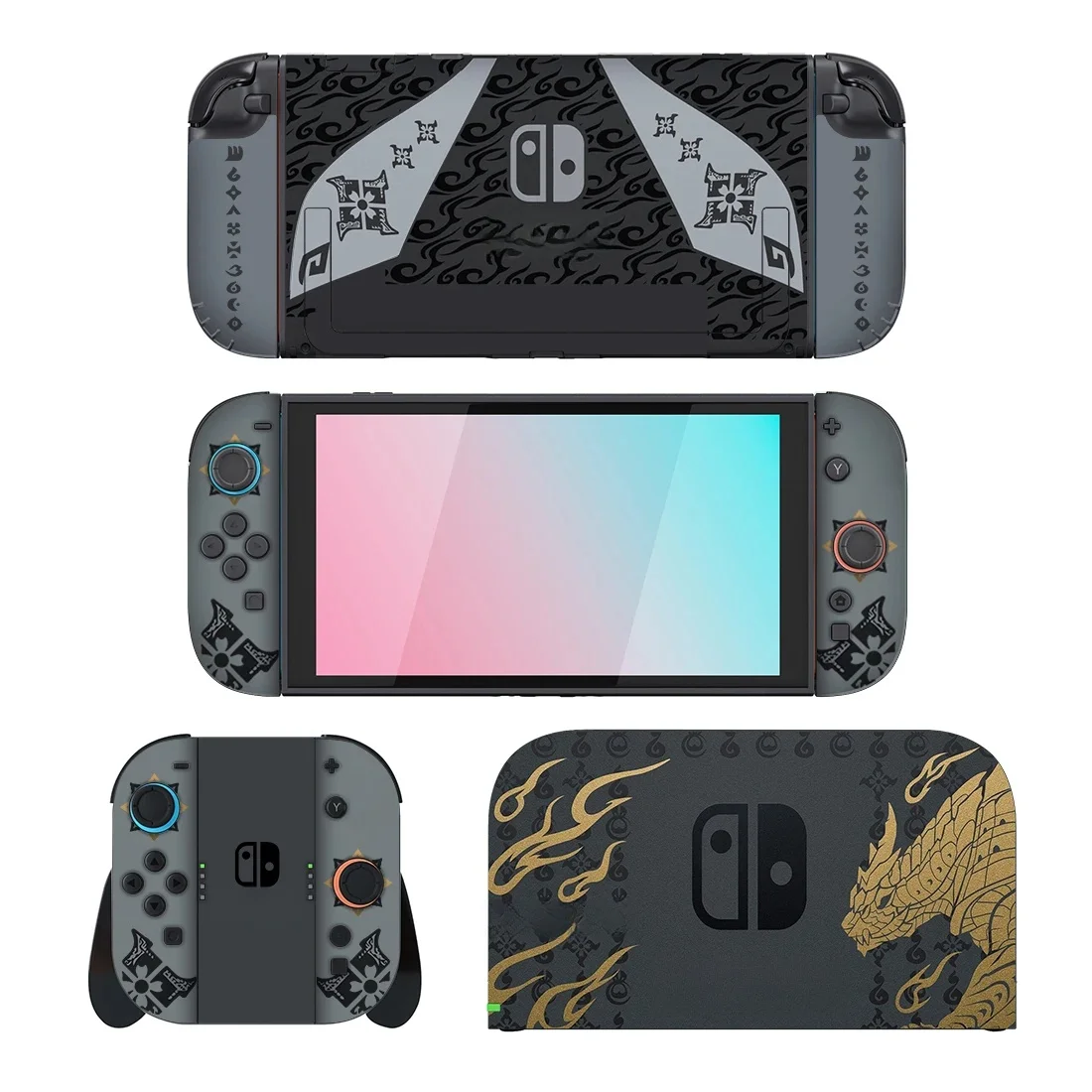 Monster Hunter World protecteur autocollant peau pour Nintendo Switch 2 Console Dock chargeur support de support Joy-con contrôleur vinyle