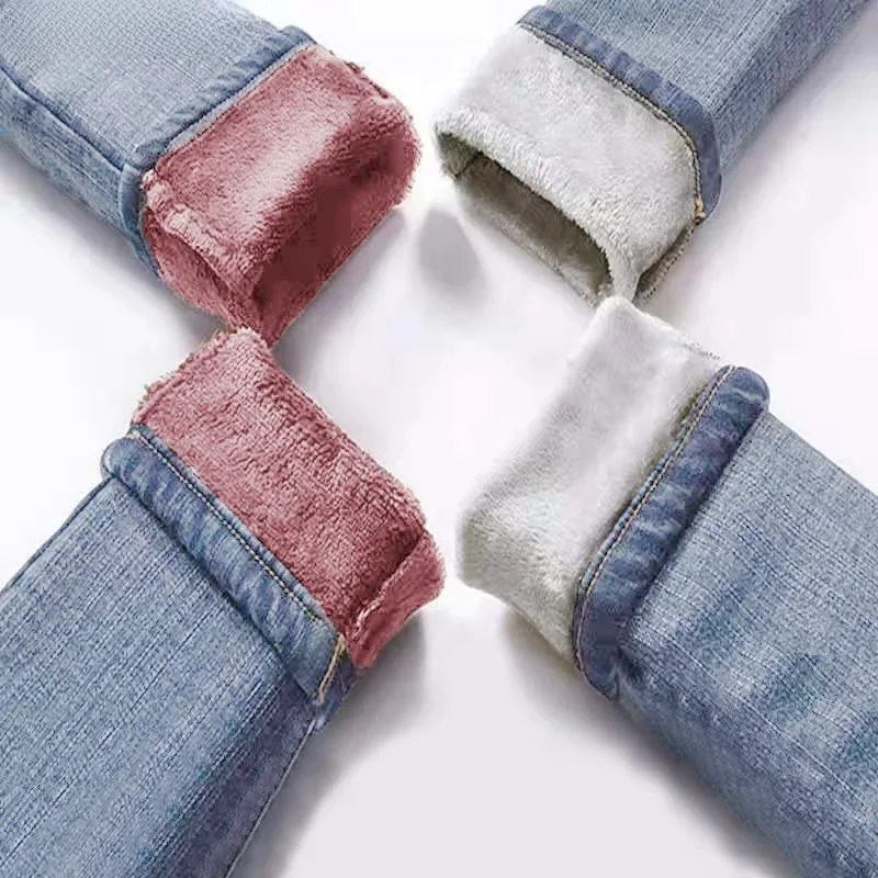 Zimowe ciepłe dżinsy kobieta 2022 wysokiej talii Casual aksamitne spodnie damskie kobiece Pantalon Denim dżinsy dla kobiet spodnie ubrać — zdjęcie 2