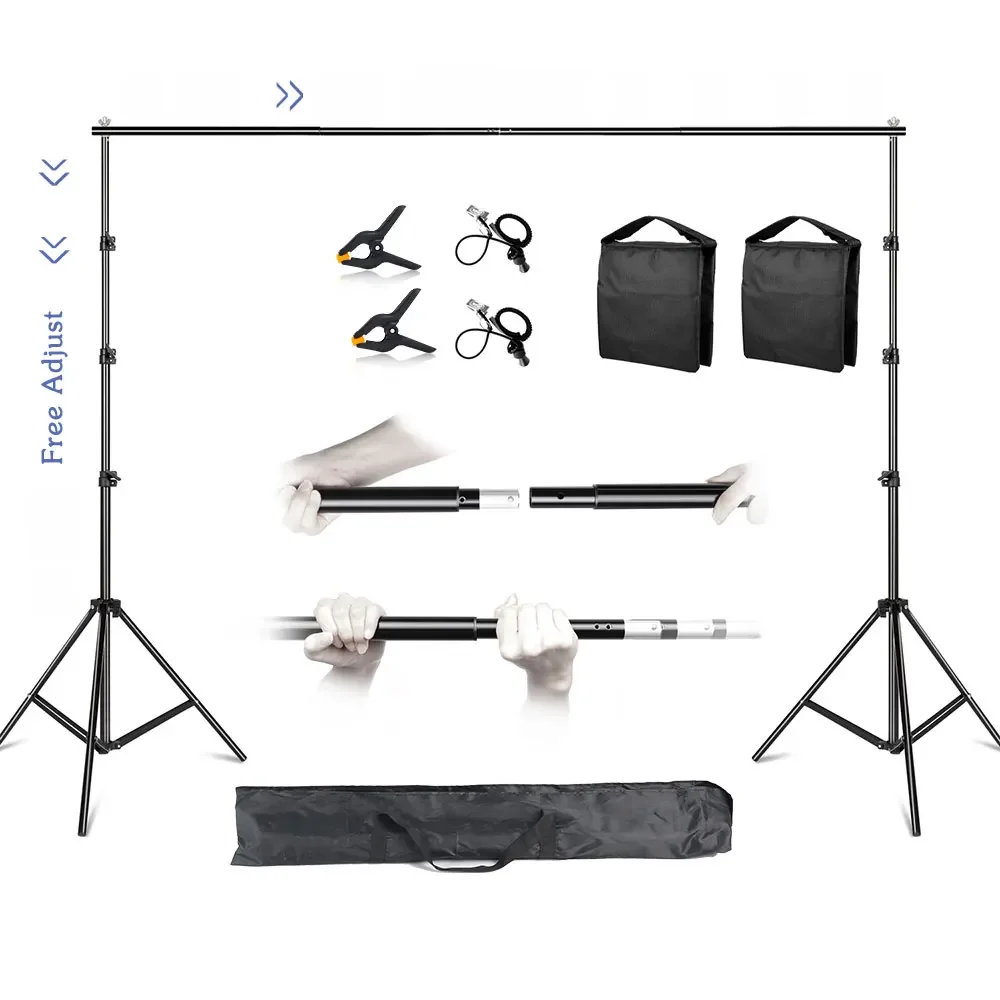 2.6x3M/8.5x10ft Foto Video Studio Achtergrond Achtergrond Stand, Verstelbare Telescopische Achtergrond Ondersteuning Systeem met Draagtas - afbeelding 2