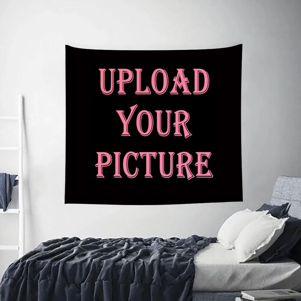 A Personalized Tapestry with Eyelets for Wall Display, Customizable with Your Photos, Text, or Logo.