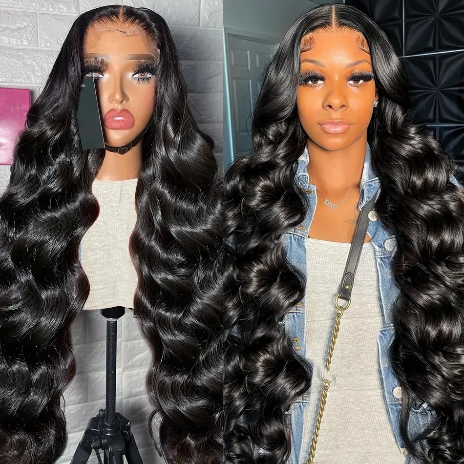 Tewjig 180 Density Natural Body Wave 13x6 13x4 HD Transparent Lace Front Human Hair Wigs 40 Inches Remy Wig For Black Women