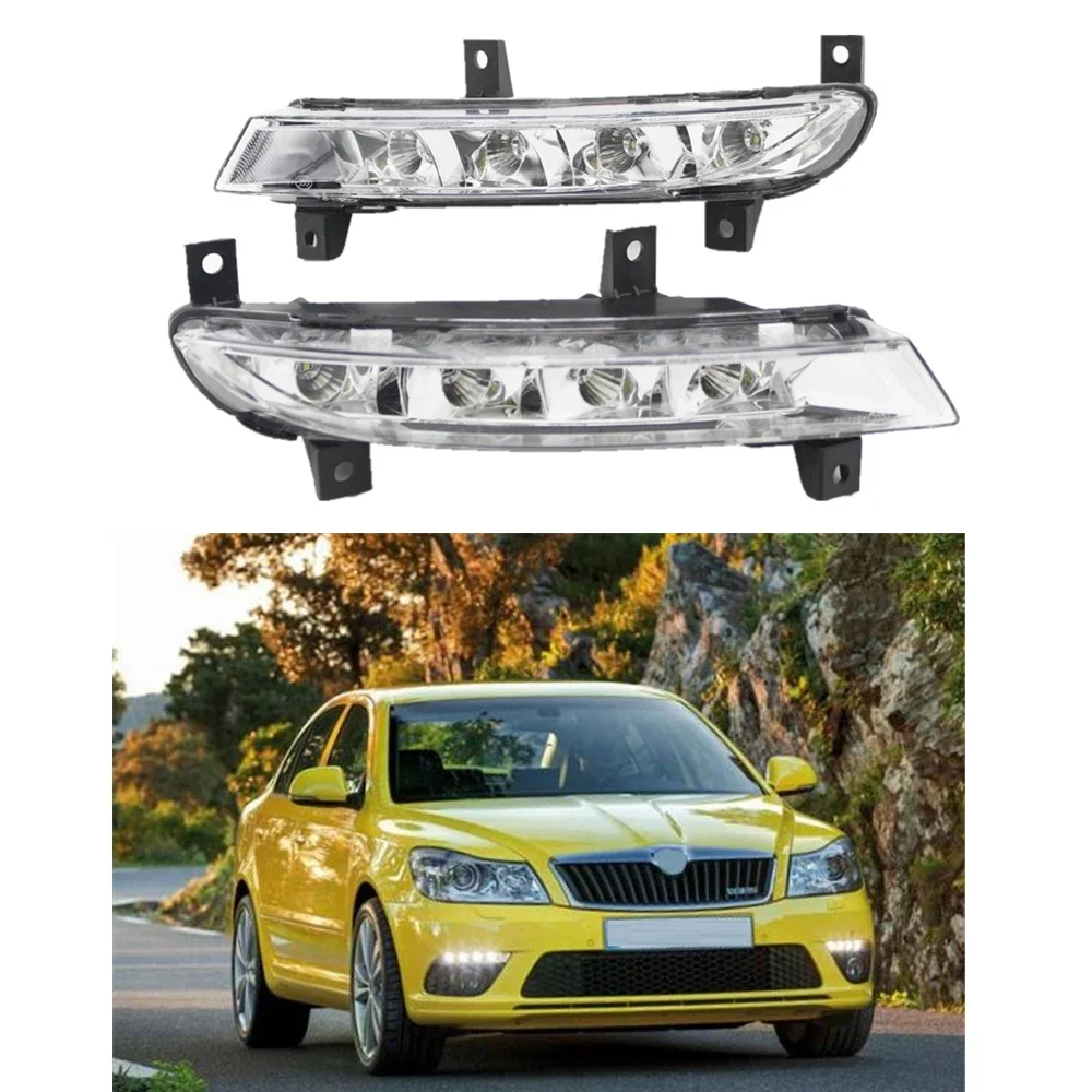2 sztuk LED DRL dla Skoda Octavia A5 A6 RS 2009 2010 2011 2012 2013 samochodów stylizacji LED światło do jazdy dziennej DRL — zdjęcie 2