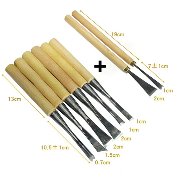 Holzbearbeitungs-Schnitzmesser, Wurzelschnitzwerkzeug, Werkzeug zur Herstellung von Teetablett-Basen, Ausstanzmesser, Meißel-Set – Detail 2