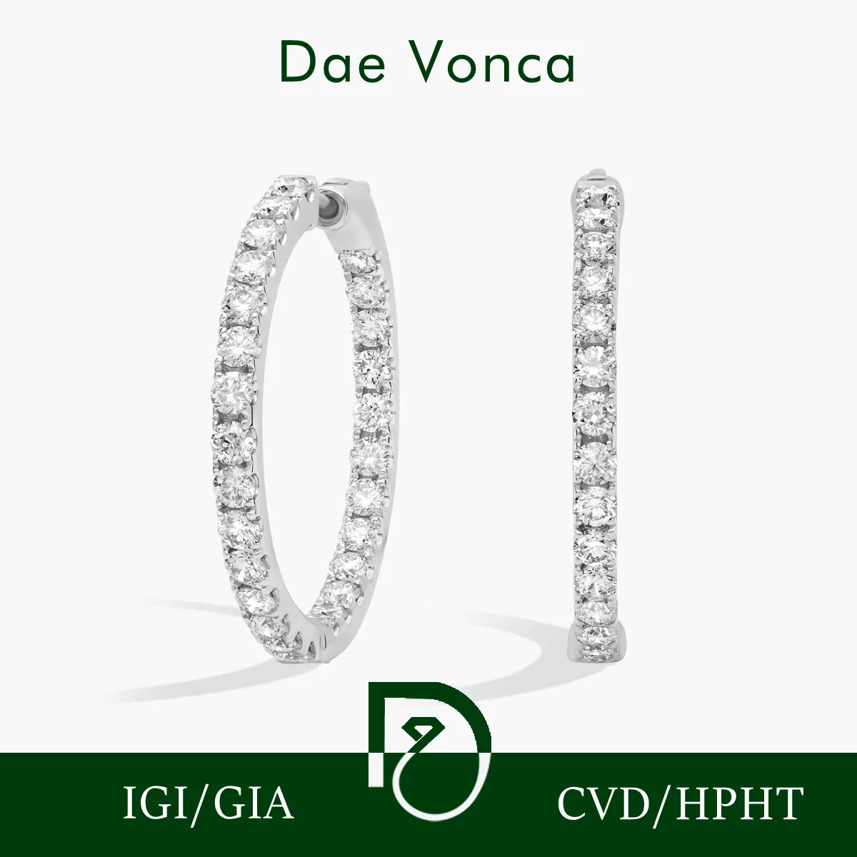 Inside Out Lab Grown Diamond Round Hoops Custom 9K/14K/18K Gold Lab Created Diamond Hoop Earrings Party Gift For Her