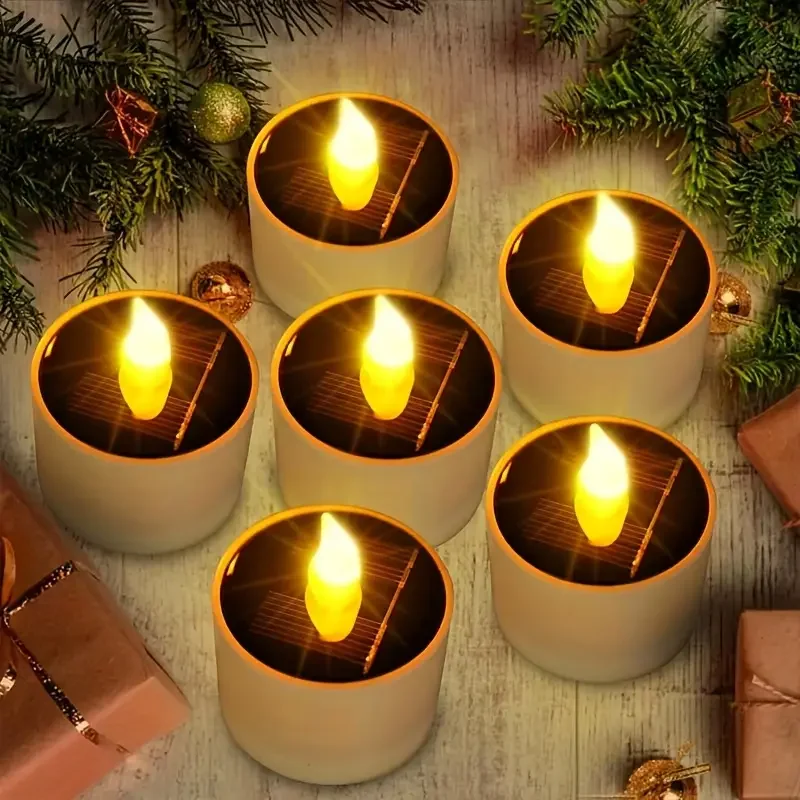 12 solar candle lights, smokeless LED atmosphere lighting, suitable for birthdays, hanging solar lights, wireless installation.