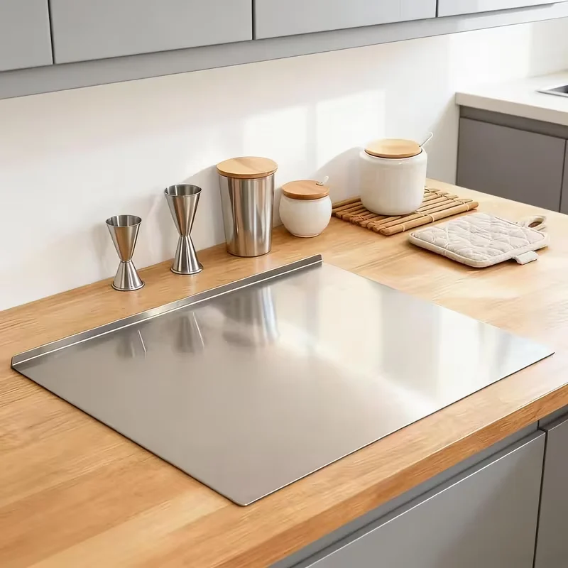L-shaped Chopping Board Stainless Steel Large Size Doublesided Chopping Board Kitchen Tool Home Fruit Cutting And Kneading Panel 5
