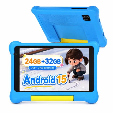 New KB09 7‑inch Children Tablet A333 5‑Core Processor 24(3+21)GB Virtual‑Expanded RAM 32GB Storage Android15‑Go WiFi6 BT5.4 Widevine L1 HD Streaming Kids Learning Tablet