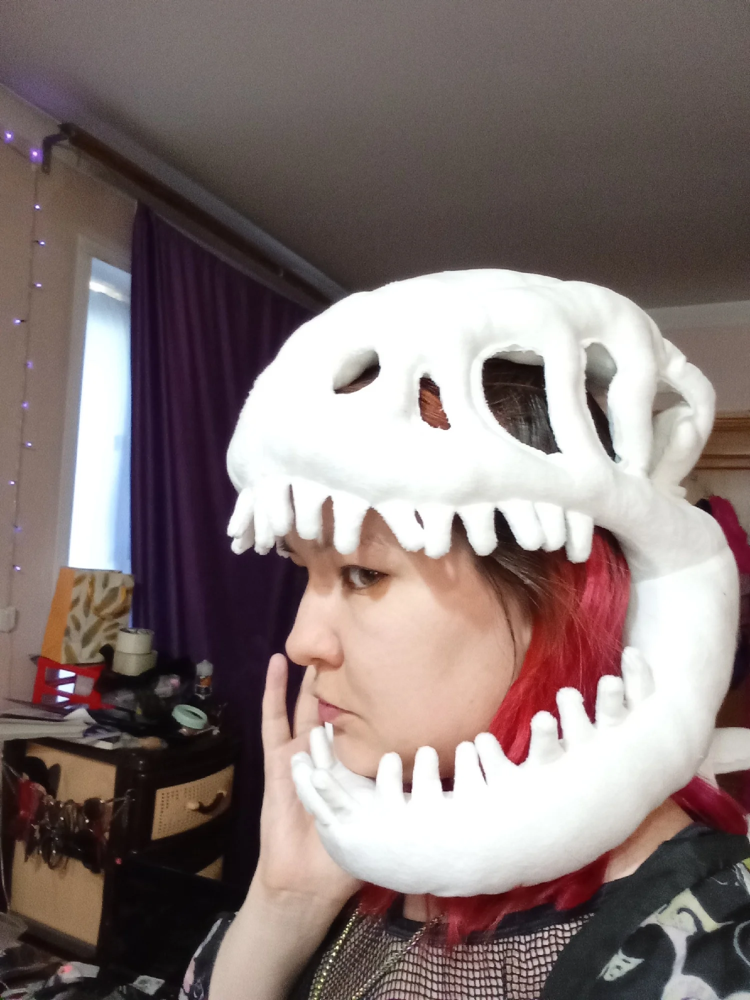 Dinosaur Skeleton Plush Cosplay Hood & Spine
