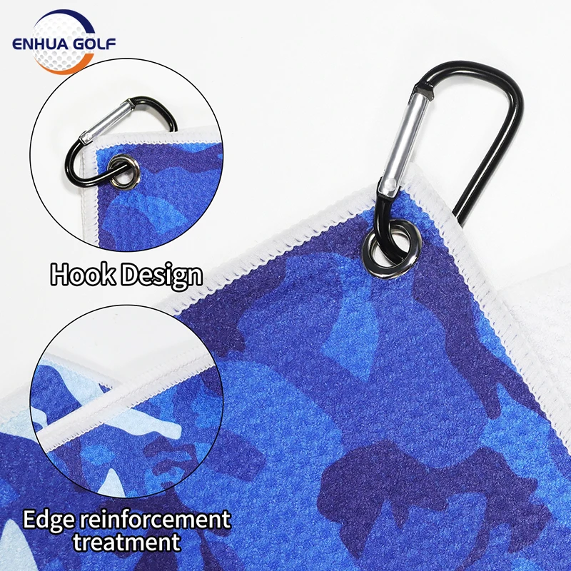 Golf Towel 20\'\'x16\'\' With Hook 4 Colors Microfiber Fabric For Golf Lovers Duty Clip Carabiner Accessories Beach Golf