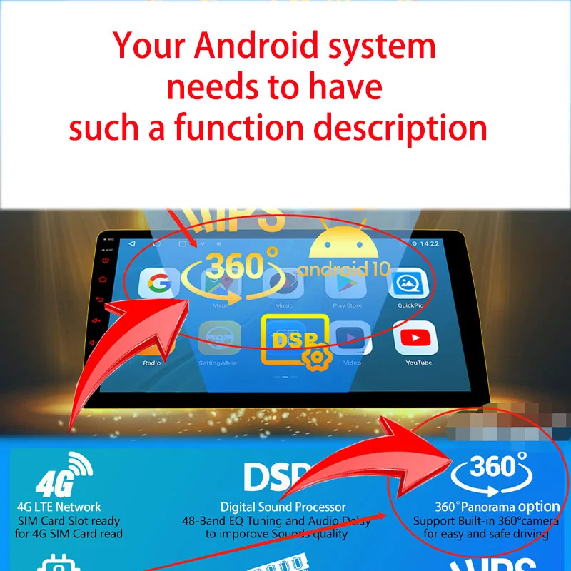 360-Grad-Kamera für Autos, 3D-WDR-Surround-View-System, 4-Kanal-DVR-Recorder, Auto-Überwachungssystem-Zubehör, Android-integriertes 360-Grad-System – Detail 1