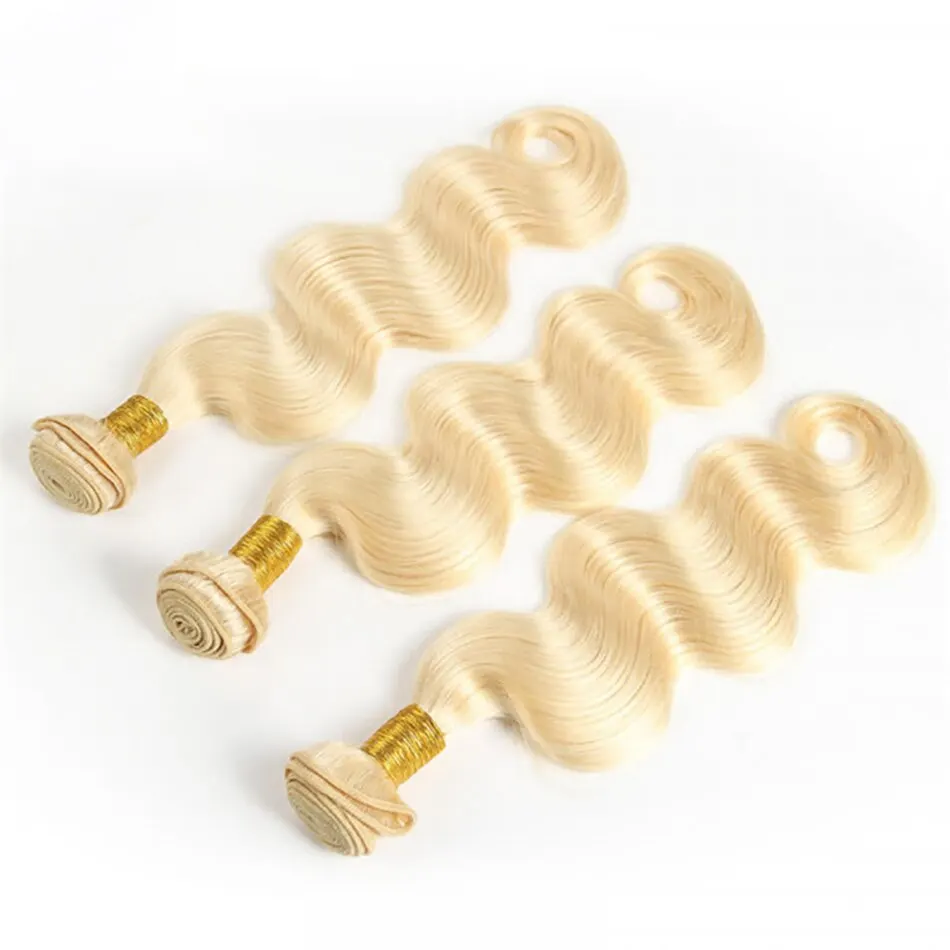 YYGY-Bundles brésiliens de cheveux humains Remy, 613 cheveux humains, vague de corps, blond miel 100%, 10-38 po