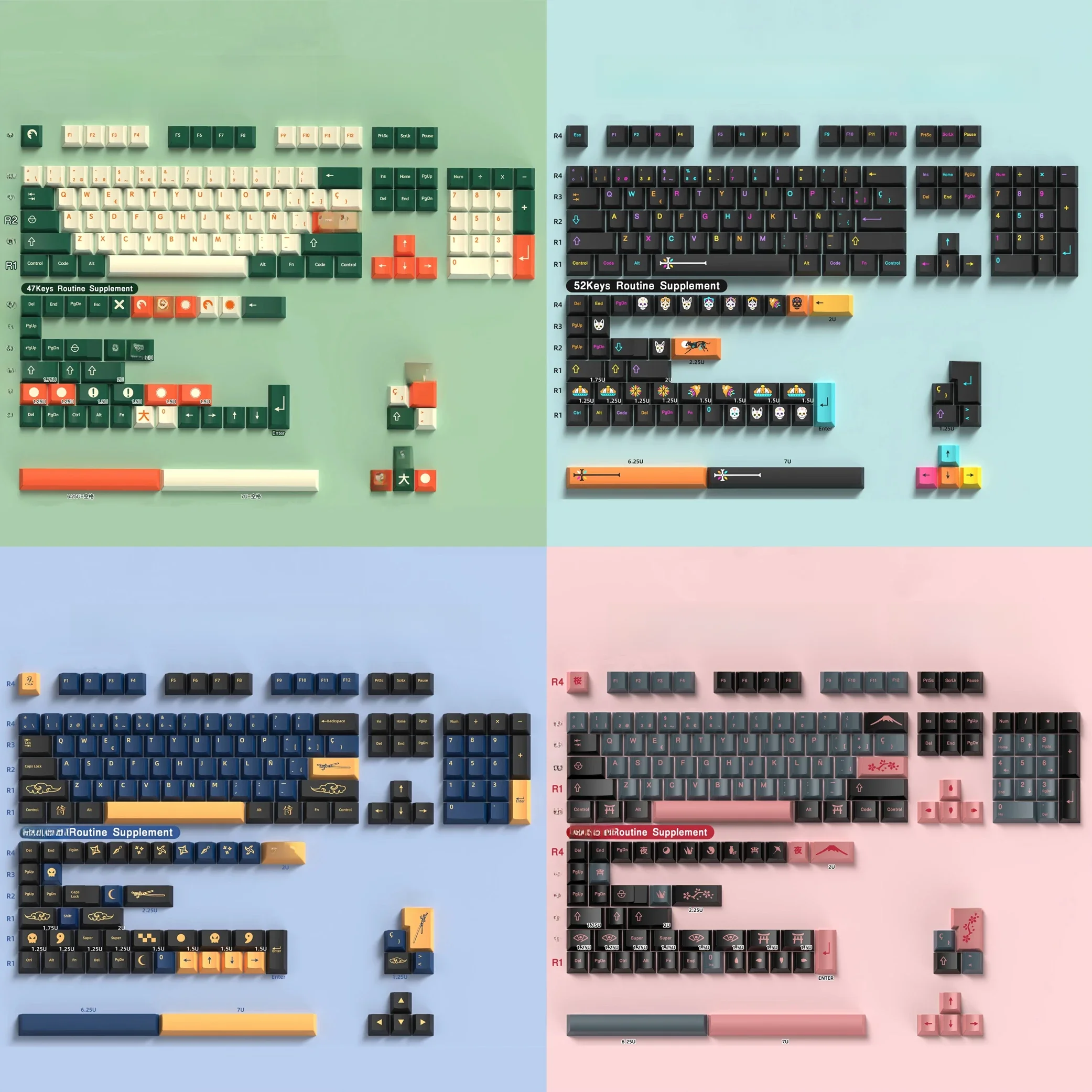 Klawiatura hiszpańska Nasadki klawiszy Cherry Profile Sub Dye ISO Alice Layout 7U Spacja ES Nasadki klawiszy 136156   klucze do klawiatur mechanicznych — zdjęcie produktu 7