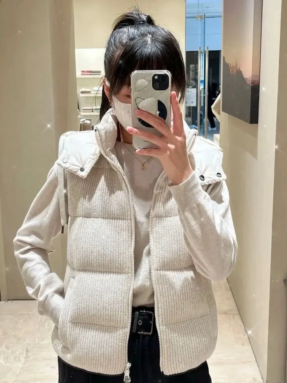 

Осенний повседневный вязаный роскошный пуховик