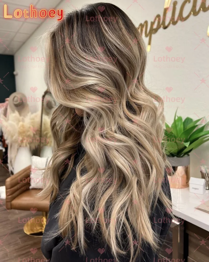 High Quality Brown Mix Light Blonde Wig Body Wavy  Lace Front Wig Glueless Wig Soft Wig for Women Lothoey