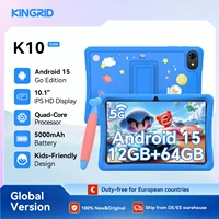 Tablette pour enfants KINGRID K10 10'' Android 15 4 Go de RAM + 8 Go extensibles 64 Go de ROM WiFi 5G Widevine L1 5000 mAh Tablette PC Android Contrôle parental 1