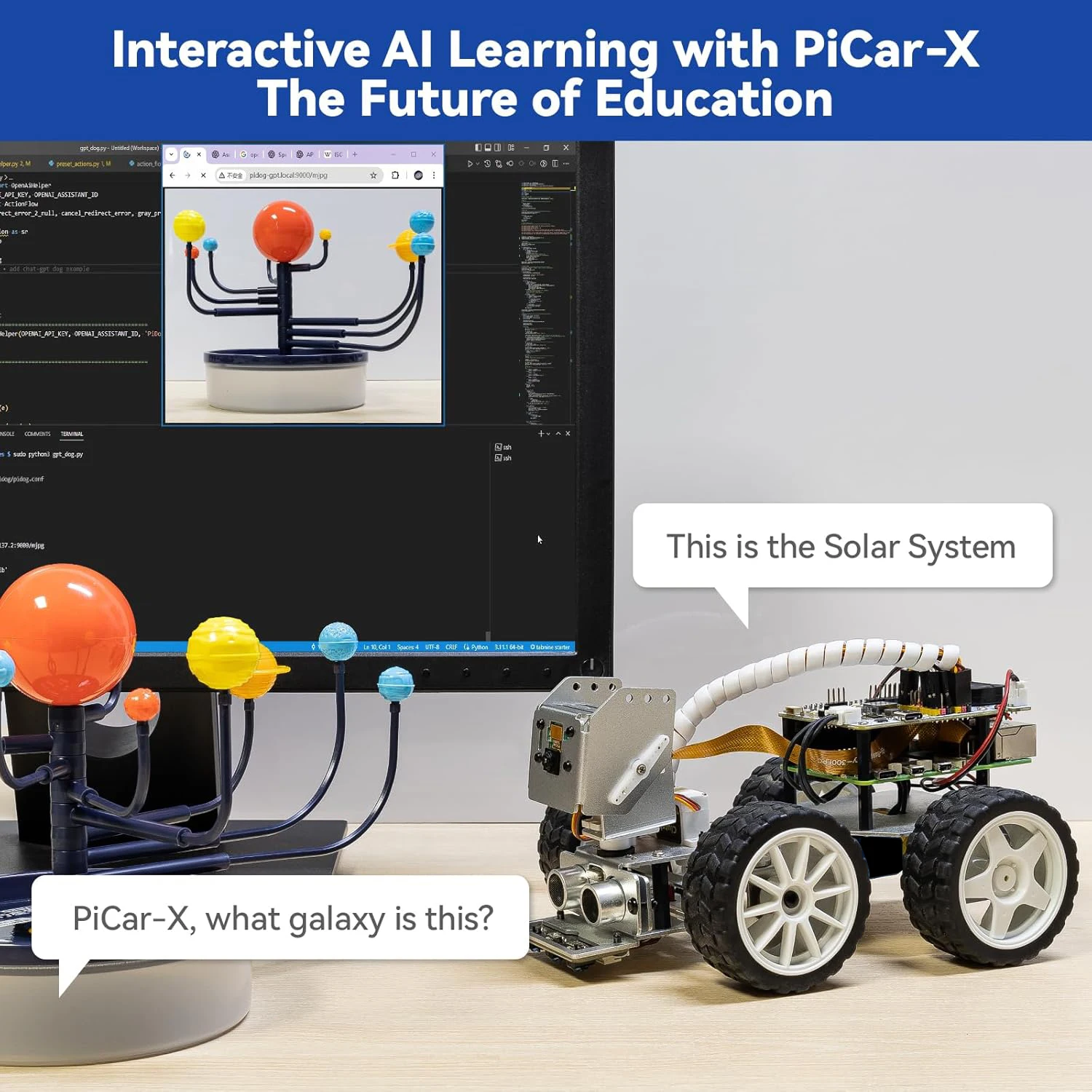 Kit de Carro Robô Inteligente CC SunFounder Picar-X AI para Raspberry Pi 5/4/3B+/Zero 2w, Openclaw LLMs ChatGPT/Gemini/Grok Python, Scratch