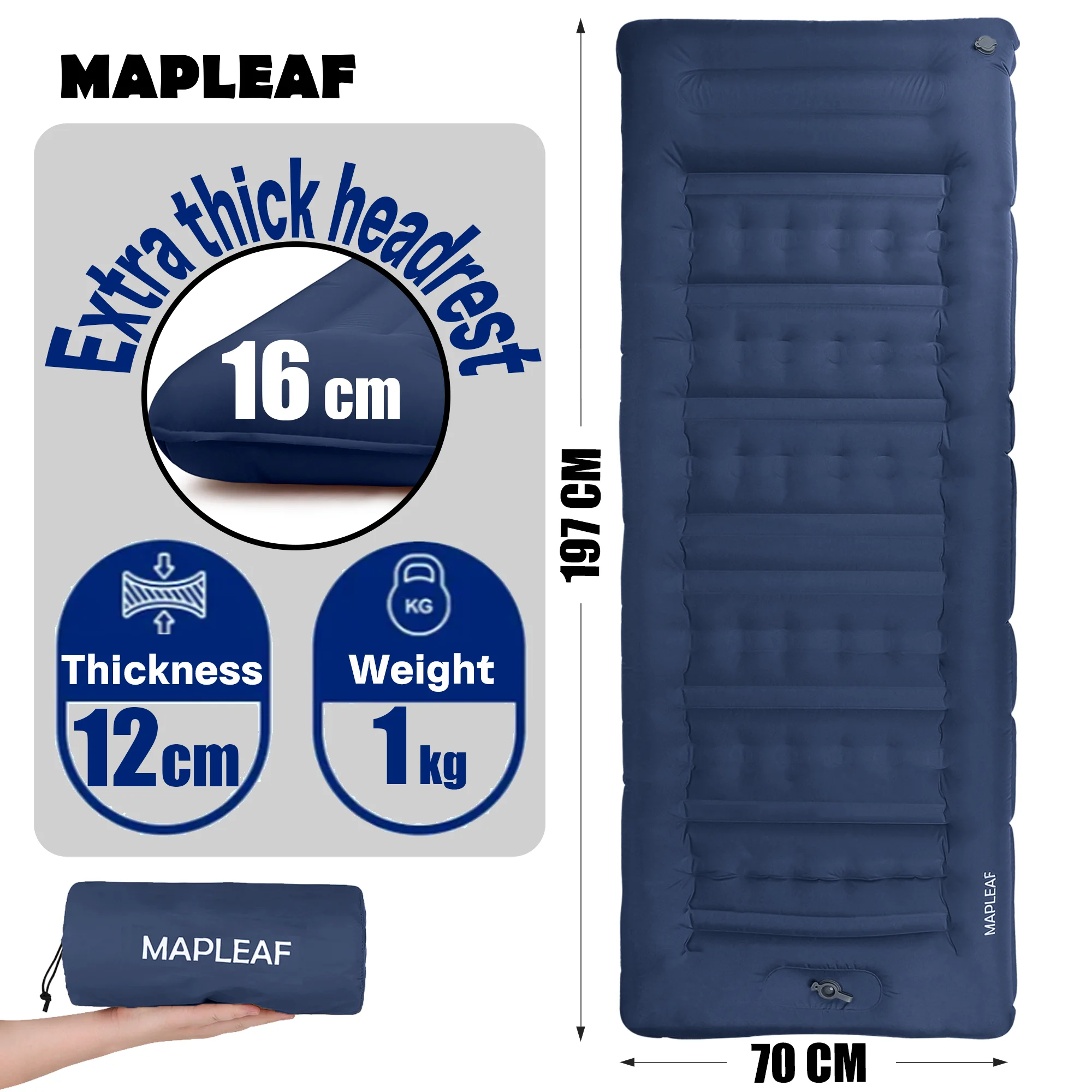 

Надувной матрас MAPLEAF 12 см для кемпинга, ультралегкий водонепроницаемый спальный коврик для походов со встроенным ножным насосом