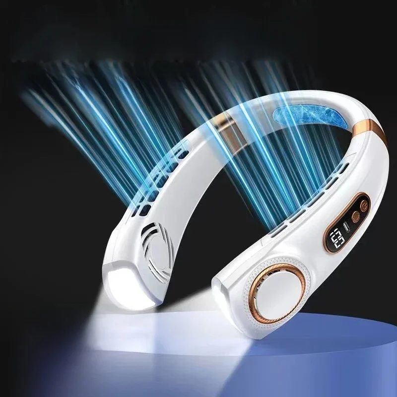 JKUOO Nackenventilator, wiederaufladbar, persönlicher tragbarer Ventilator, batteriebetrieben, freihändiger tragbarer USB-Nackenventilator für drinnen und draußen