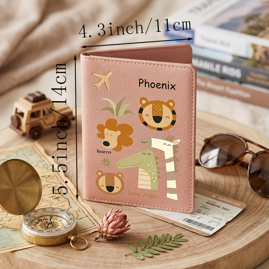 Personalized Custom Name Text Passport Holder, Cute Cartoon Passport Case, Passport Cover And Document Organizer